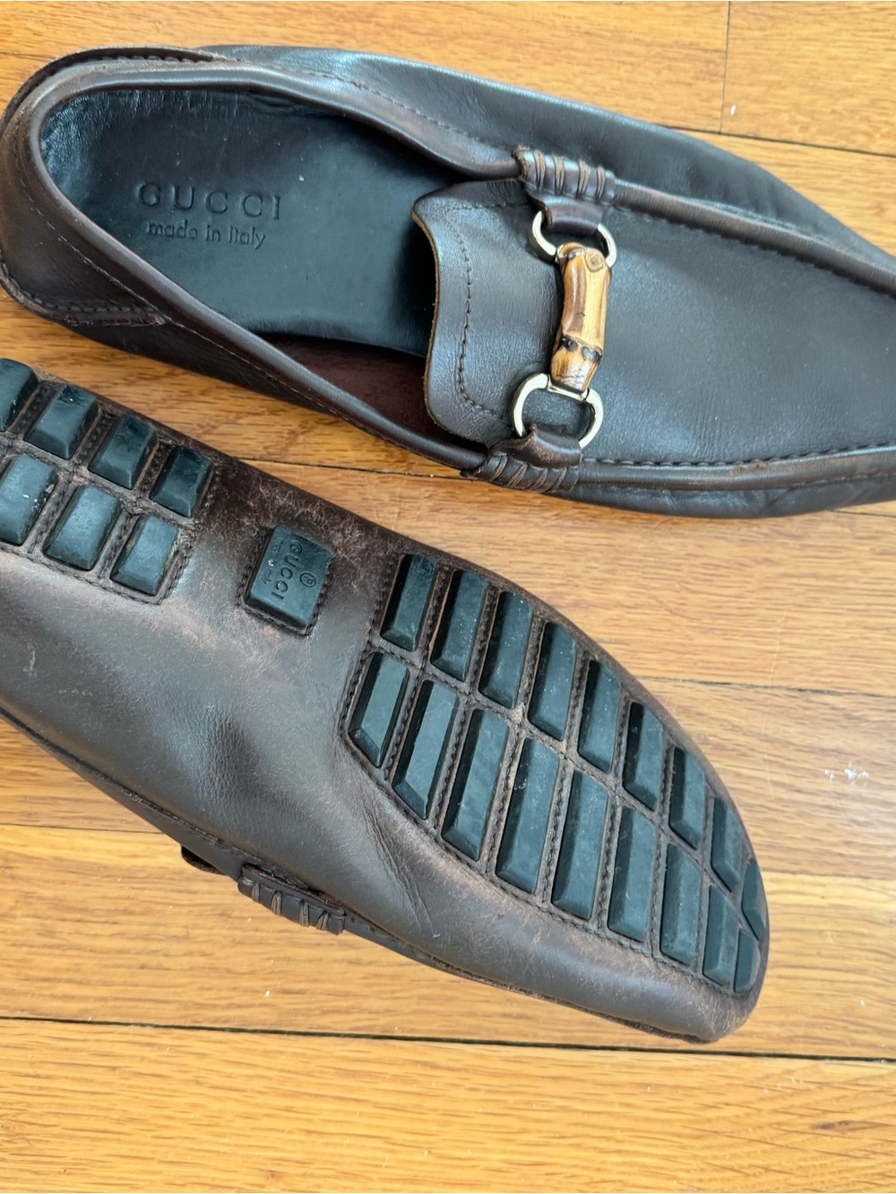 Gucci Brown Leather Men's Loafers with Bamboo Bit - Picture 2 of 5